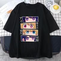 Karštas Naujas Anime OSHI NO KO Raštuotas Marškinėliai Moterims Vyrams Anime Harajuku Kvėpuojantys Laisvi Marškinėliai Viršutiniai Drabužiai Trumpomis Rankovėmis T-Shirt 3XL black