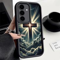 Telefono dėklas Samsung Galaxy A17 A16 A15 A14 A13 Dievas Jėzus Maldos Kryžius Biblija A56 A36 A26 A55 A35 A25 A54 A34 A24 A53 A33 A23 A07 Samsung A14 gray