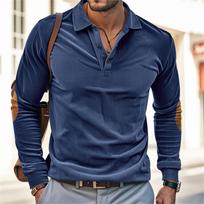 Vyriškas kasdienis lauko kordurojaus užsegamas ilgomis rankovėmis viršus XL tamsiai mėlyna