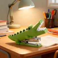 Creative Dinosaur Stapler with Built-in Staple Remover, Portable for and School One Size žalia