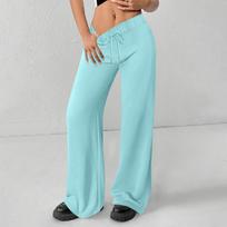 Women's High Waisted Wide Leg Sweatpants Casual Jogger Pants S žalsvai mėlyna