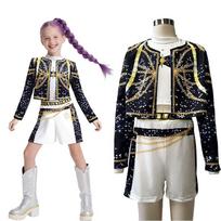Demonų medžiotojo Cos kostiumas Mergaitė Demonų medžiotojas Kpop Pop dainininkas Helovino kostiumas Sceninis kostiumas 130cm juoda