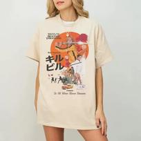Kill Bill Shirt Quentin Tarantino Tshirt,Uma Thurman,Retro Movie Shirt Summer Men's and Women's Loose and Breathable T-shirt Top 130 beige
