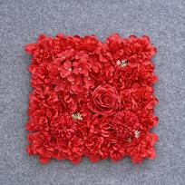 1Pc 35x25cm Silk Rose Flowers 3D Backdrop Wall Wedding Decoration Artificial Flower Wall Panel for Home Decor Backdrops Baby Shower 35*35cm red