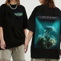 Bioshock 2 Unisex Oversized Crewneckr Vintage T-Shirt Men Women Streetwear Casual Loose Y2k Short Sleeved Unisex Female Male Clothing XXXL blue
