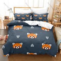 Kawaii raudonasis panda patalynės komplektas 3D spaudinys Patalynės komplektas 3 dalys Antklodės užvalkalas Pagalvės užvalkalas Visų dydžių Patalynė EU Single 135*200cm/53x79in 3pcs