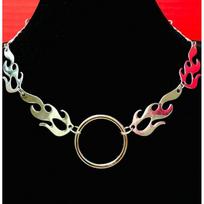 Steampunk O-Ring Flame Suffocation Punk Cuban Chain Necklace beige