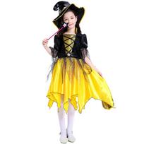 Raganos rinkinio suknelė mergaitėms Helovino burtininko kostiumas vaiko vakarėliui ragana Vestidos 140cm yellow