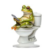 Frog on Toilet Acrylic Decor, 2D Funny Bathroom Shelf Figure, Cute Assembled Statue for Desk Living Room Office, Humor Gift for Frog white