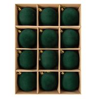 8 Pack Flocked Christmas Ornament Balls for Holiday Tree Decor One Size tamsiai žalia spalva