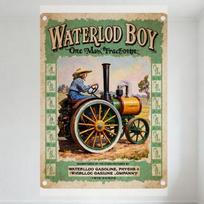 Vintage Waterloo Boy Steam Tractor Tin Sign, One Man Tractor Farm Scene Metal Poster for Bar Pub Home Wall Decor, Retro 1900s Ad 20x30cm（7.8x11.8inch） gray