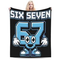 Y2K 67 Six Seven 6-7 Funny Italian Brainrot Blankets Super Soft Fleece  Cozy Throw Blanket Machine Washable 40x30inch gray