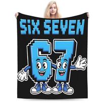 Y2K 67 Six Seven 6-7 Funny Italian Brainrot Blankets Super Soft Fleece  Cozy Throw Blanket Machine Washable 40x30inch blue