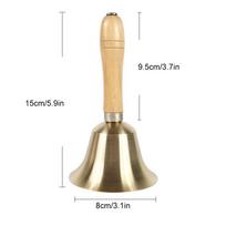 Šventinis dėmesys Kalėdinis rankinis varpelis Medinė rankena Darželio vaikai Kalėdinis skambutis Xmas dekoracijos Kalėdiniai varpeliai 8cm beige