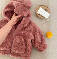 Vaikų striukė Mergaitėms Vilnos paltas Ruduo Žiema Storas Hoodie Viršutinis drabužis Berniukams Kūdikio Avies Vilna 90cm rožinė