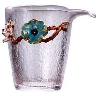 Glass Gaiwan and Fairness Cup Tea Set, Heat-Resistant Kung Fu Tea Brewing Set with Floral Decal for Home Use D gray