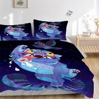 3pcs bedding set K-Pop Demon Hunters Cat Includes 1 Comforter + 2 Pillowcases, Without Pillow Inserts, Soft Comfortable,a0910201 155x200cm blue