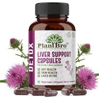 PlantBro Liver Support Capsules – Milk Thistle & Nano Curcumin (650mg) | Herbal Detox & Gut Health Supplement | Supports Liver Cleanse, Skin Hea