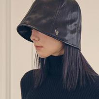 VARZAR VZ Studded Vegan Leather Tulip Hat in Black FREE gray