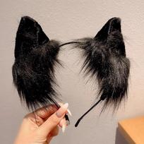 Kawaii Katės Ausų Lankelis Mielas Pliušinis Plaukų Lankelis Šventinis Kostiumas Kalėdiniai Gyvūnų Ausų Lankeliai Vaikų Plaukų Aksesuarai Cosplay Dovanos juoda
