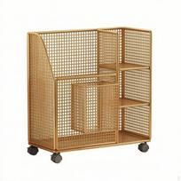 Daugiaaukštis vėdinamas stovas treniruočių kilimėliams, tuščiaviduris treniruočių įrangos organizatorius namams Gold - with Wheels a