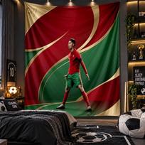 Wall Hanging Tapestry Cristiano Ronaldo Print Cloth for Living Room Bedroom Home Decor 100cmx150cm red