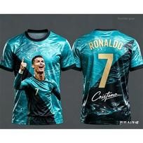 CR7 Ronaldo GOAT Auksinio Spaudinio Marškinėliai Futbolo Džersis Dvipusis Spaudinys Unisex Gerbėjams Laisvalaikio Trumpomis Rankovėmis Streetwear Marškinėliai 5XL