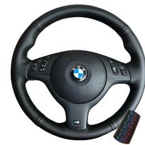 Custom Hand Stitched Microfibre Leather Car Steering Wheel Cover For BMW E46 E39 330i 540i 525i 530i 330Ci M3 2001-2014 Blue Thread