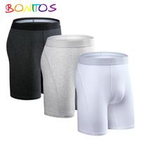 BONITOS 3Vnt Ilgos Vienspalvės Vyriškos apatinės kelnaitės Medvilniniai Boksai Patogūs Vyriški apatiniai L white