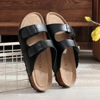 Men's Clogs Slippers Classic Two Buckle Cork Slides Sandals Footwear For Men Women Unisex 35-46 Big Size 45 black