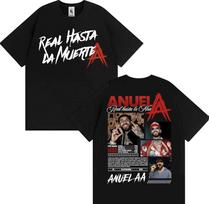 Anuel AA Rhlm 2 Real Hasta La Muerte Albumo Marškinėliai Vyriški Drabužiai Harajuku Gotikiniai Derliaus Marškinėliai 100% Medvilnės Oversized Marškinėliai S black