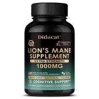 Didacat Lion's Mane Supplement 1000MG, Extra Strength 120 Capsules Mushroom Supplement for Cognitive Support 120PCS black