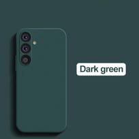 Skirta Samsung A55 A54 5G dėklas Kvadratiniai skysto silikono telefono dėklai Samsung Galaxy A55 A54 A 55 5G S24 Ultra Plus nugarėlė Minkštas dangtelis Galaxy S24 Plus tamsiai žalia spalva