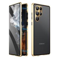 Suitable for Samsung S25 Ultra Gloss Protection Glasses Snap-on Magneto Phone Case S23plus Double Sided Glass S24FE Q3486QQ-Samsung A17 gray