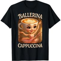 Funny Italian Brainrot Meme Ballerina Cappuccina T-Shirt XXXL juoda