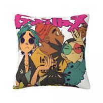 Music Band Gorillaz Punk Rock Pillow Cover Vintage Pillow Case For Sofa Home Decoration Cushion Cover Square Pillowcases Gift 12x12Inch gray