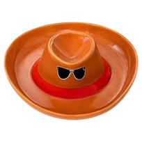 Cowboy Hat Ceramic Divided Plate Built-in Dipping Sauce Bowl Dumplings Appetizer Party Serving Dish ruda