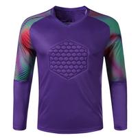 Vyriški dryžuoti ilgomis rankovėmis vartininko marškinėliai Apsauginis kempinės paminkštinimas Treniruočių viršutiniai drabužiai Futbolo uniforma XL violetinė