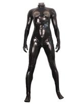 Seksualus Zentai dirbtinės latekso odos išpjovomis krūtinėje kombinezonas šlapias įvaizdis egzotiškas Cosplay pilno kūno Bodysuit Elastingos formuojamos pėdkelnės EXXL black