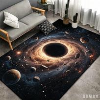 Naujausias Mėlynas Juodoji Skylė Kosminė Galaktika Didelis Plotas Kilimas Neslystantis Kosmoso Dekoras Svetainės Kilimas 60x90cm gray