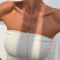 European American Bohemian Crystal Women's Tassel Choker - Long Resort Style Necklace Standard