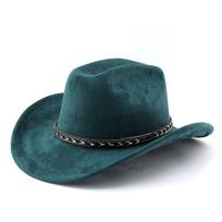 Suede western cowboy hat new characteristic texture British retro European and American outdoor cycling sunshade jazz top hat M（56-58cm） black
