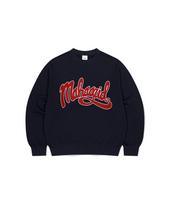 MAHAGRID Curved Logo Sweatshirt Navy(Mg2Dsmm440A) Navy/Fleece-Lined Xl red