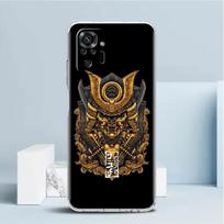 Samurai Oni kaukės dėklas, skirtas Xiaomi Redmi Note 11 Pro 10 9 9S 8 8T 7 9A 9C 9T 10 10C K40 Skaidrus TPU minkštas telefono dangtelis Redmi K40 black