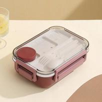 1300ML Lunch Box Plastic Portable Compartment Bento Box Microwave Students Office Food Container with Fork and Spoon Tableware beige