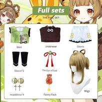 Yaoyao Cosplay Costume Game   Yaoyao Cosplay Dress Wig Back Basket Lolita Uniform Halloween Costumes for Women Kids L-(Costume+Wig) black