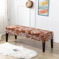 Strech Long Bench Cover Printed Chair Cover for Living Room Bedroom Washable Seat Case Removable Dust-proof Slipcover Home Decor gray