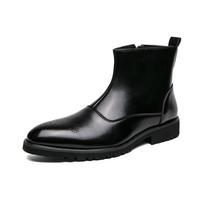 Žieminiai Aukštos Kokybės Rudi Formalūs Chelsea Vyriški Ankle Boots Odiniai Batai Vyrams Storas Padas Dizainerių Batai Prabangaus Prekės Ženklo Verslo Batai 45 juoda