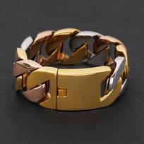 32 mm pločio titano plieno vyriška stora apyrankė „Bully“ nerūdijančio plieno rankų papuošalai 24cm brown