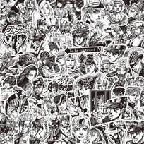 10/30/77pcs Black White Kujo Jotaro Stickers JoJo Bizarre Adventure Sticker Higashikata Josuke Bruno Buccellati Cartoon Decals gray